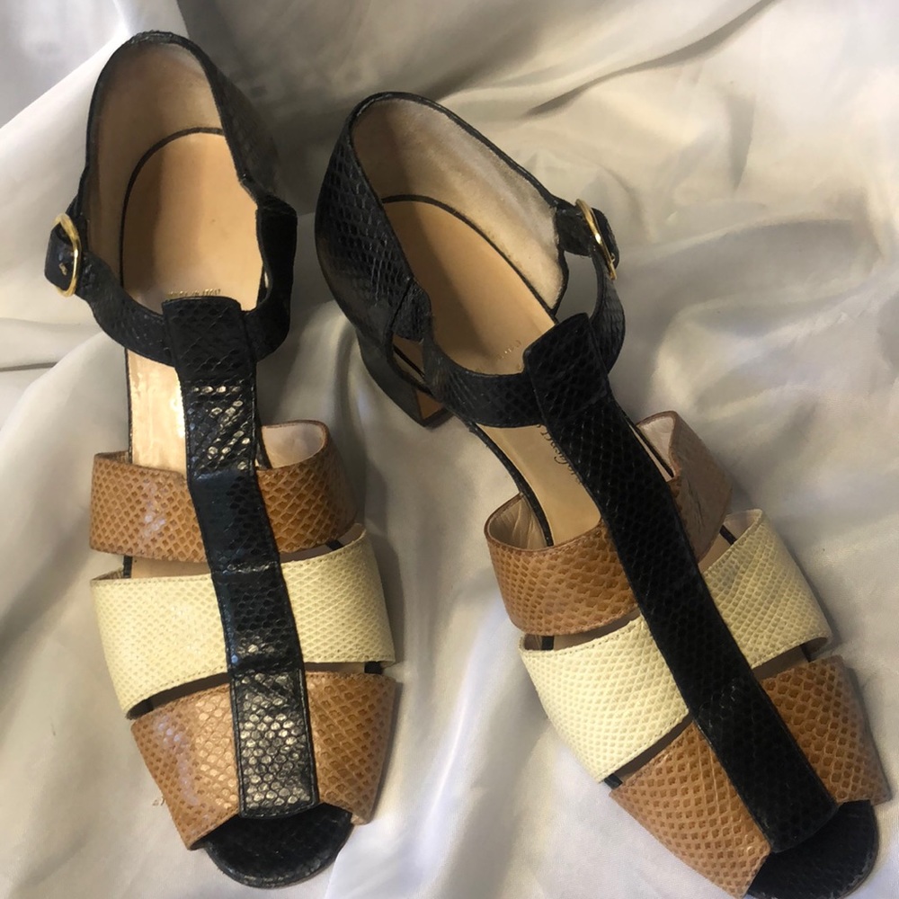 Vintage Silvia Fiortina Wilkes Bashford Tri Color Snakeskin Loafer